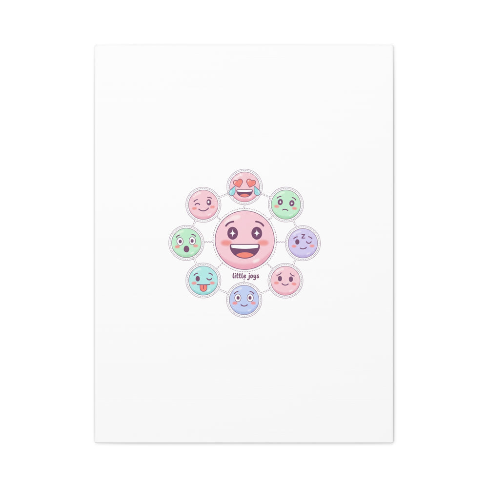 Hand-Drawn Emoticon Sticker Pattern Canvas | Cute Emoji Repeat Print
