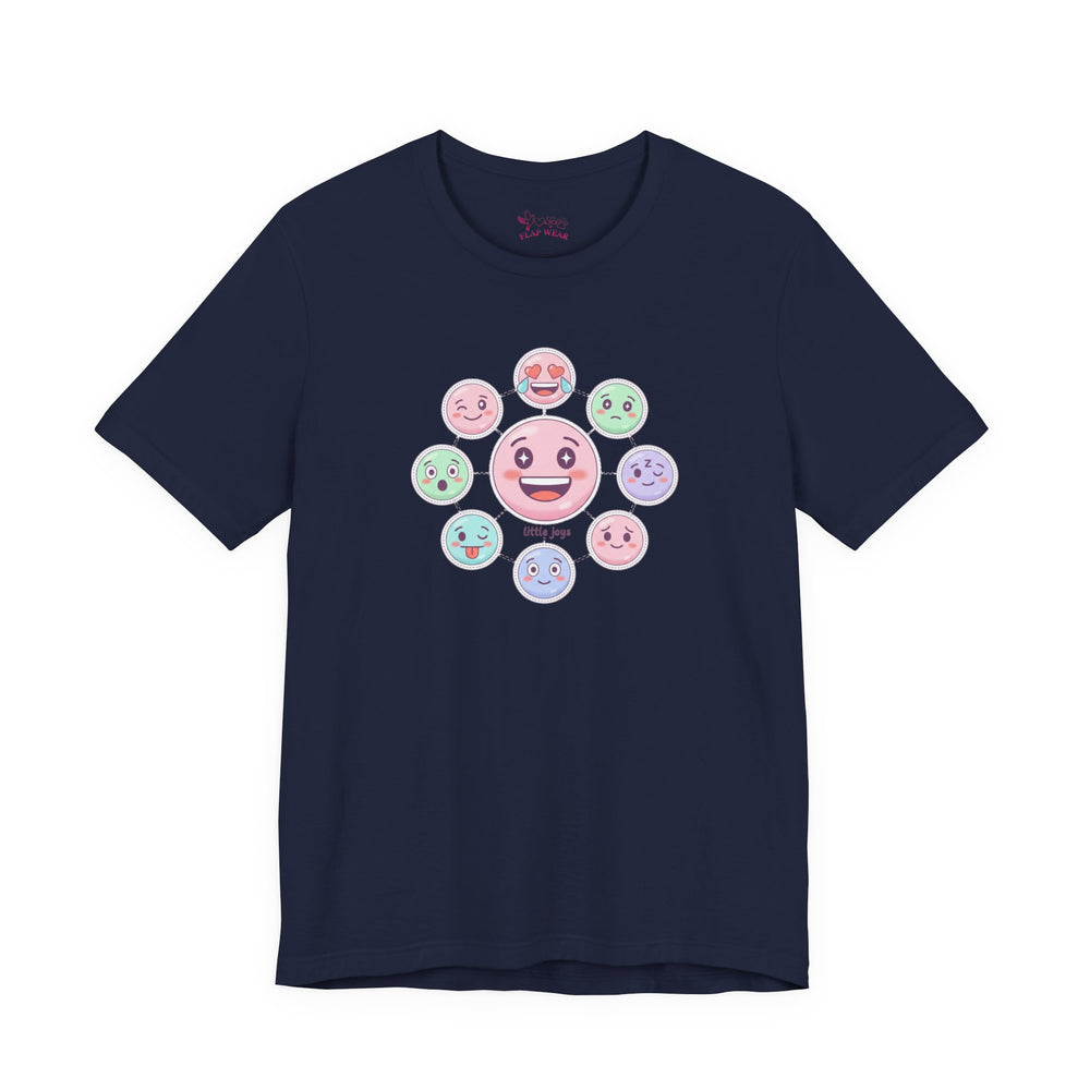 Bella+Canvas3001 | Hand-Drawn Emoticon Pattern Tee | Cute Emoji Sticker Repeat Print