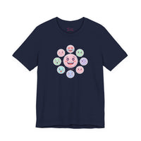 Bella+Canvas3001 | Hand-Drawn Emoticon Pattern Tee | Cute Emoji Sticker Repeat Print