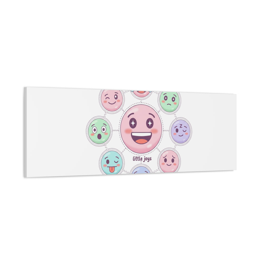 Hand-Drawn Emoticon Sticker Pattern Canvas | Cute Emoji Repeat Print