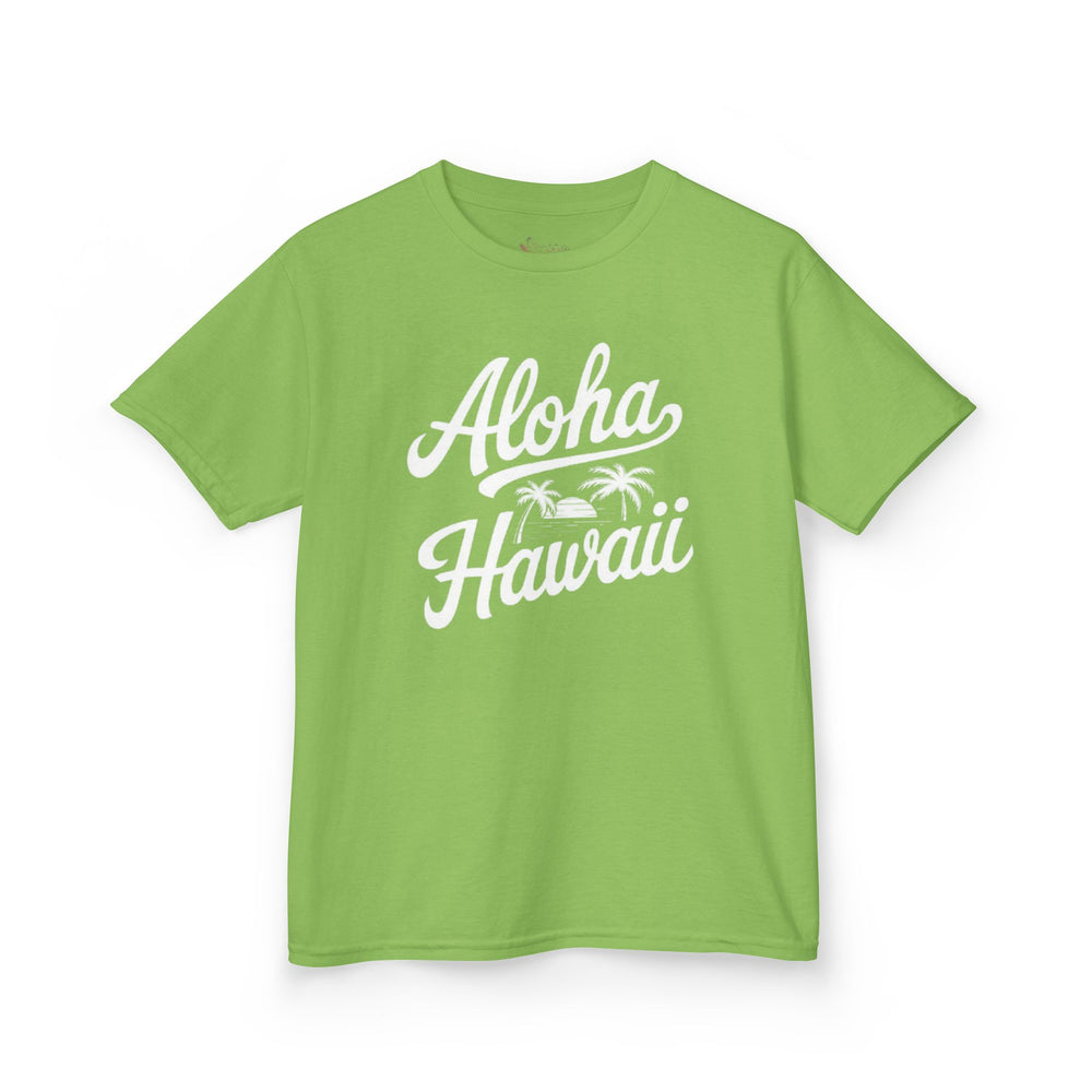 Gildan 5000B | Kids’ Tropical Vibes "Aloha Hawaii" Graphic Tee – Soft Cotton Summer T-Shirt