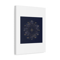 Gold Zodiac Wheel Canvas | Astrology Constellation Art, Cosmic Wall Print
