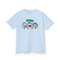 Gildan 5000B | "Happy Trio" Kids' Premium Cotton Graphic Tee | Little Smiles & Winks – Fun Cartoon Kids’ T-Shirt | Joyful Friends Unisex Kids' Summer Graphic Tee