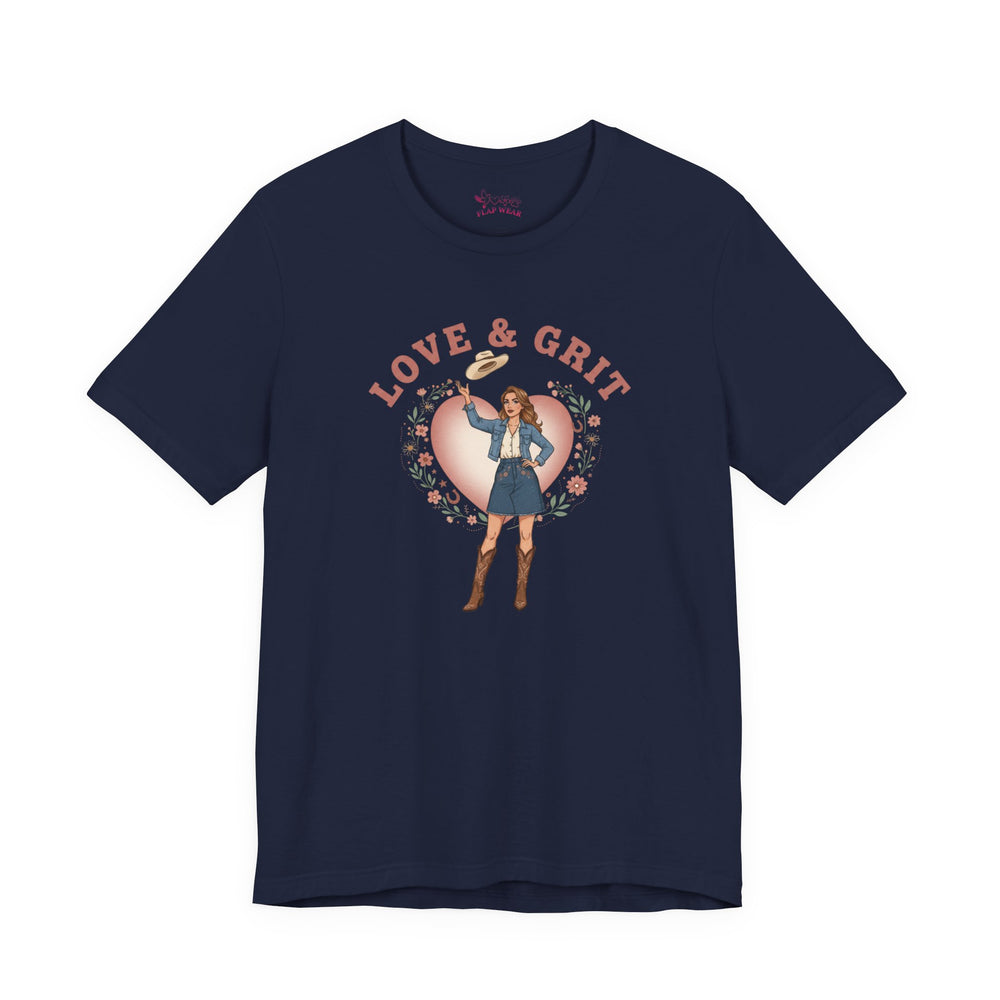 Bella+Canvas3001 | Love & Grit Cowgirl Tee | Western Valentine, Boot Heart Design