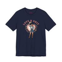 Bella+Canvas3001 | Love & Grit Cowgirl Tee | Western Valentine, Boot Heart Design