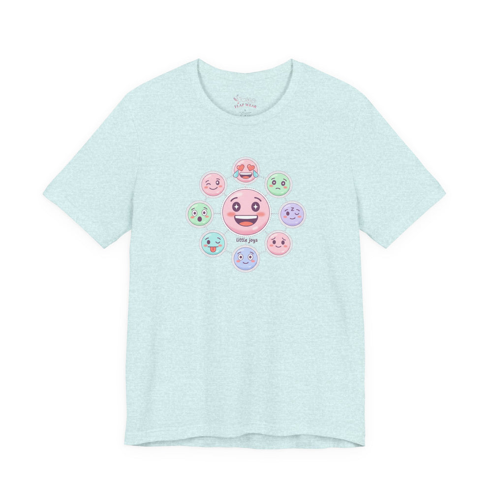 Bella+Canvas3001 | Hand-Drawn Emoticon Pattern Tee | Cute Emoji Sticker Repeat Print