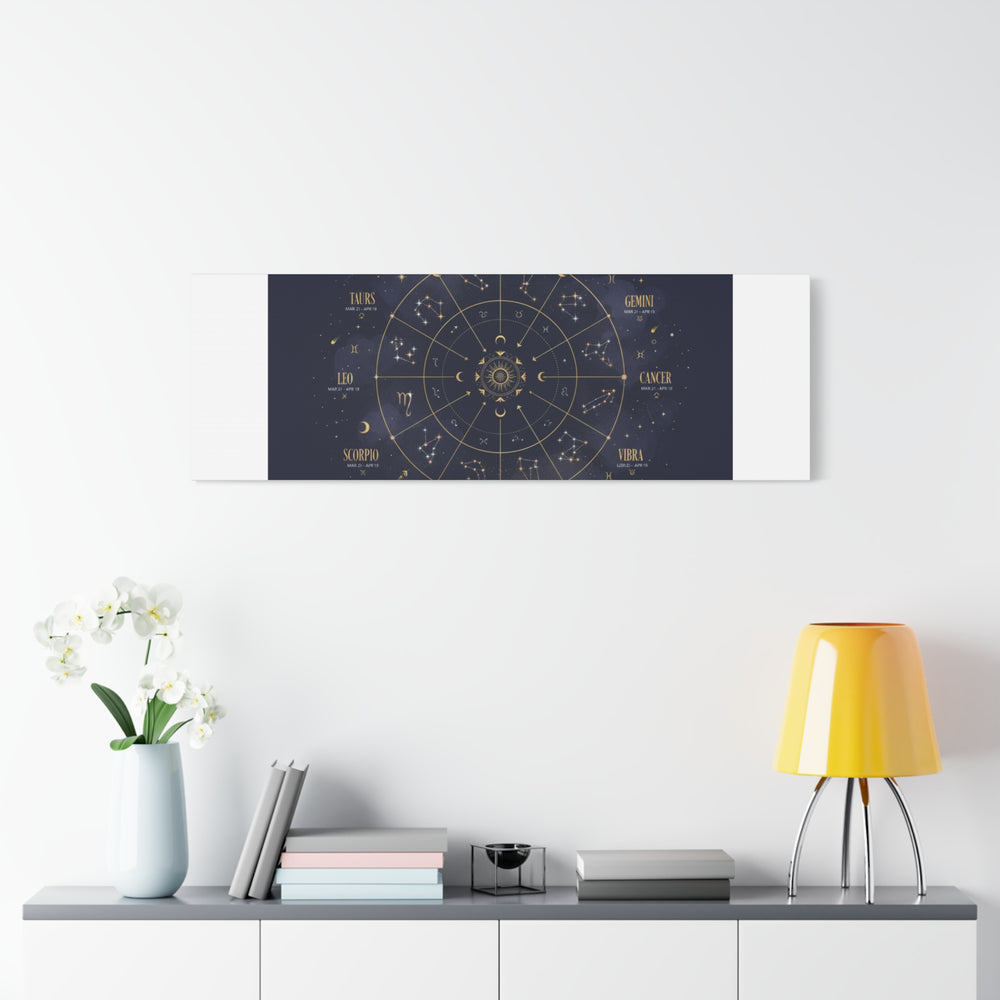 Gold Zodiac Wheel Canvas | Astrology Constellation Art, Cosmic Wall Print