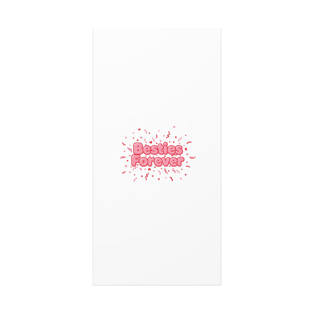 Besties Forever Canvas | Galentine’s Friendship Wall Art, Pink Confetti