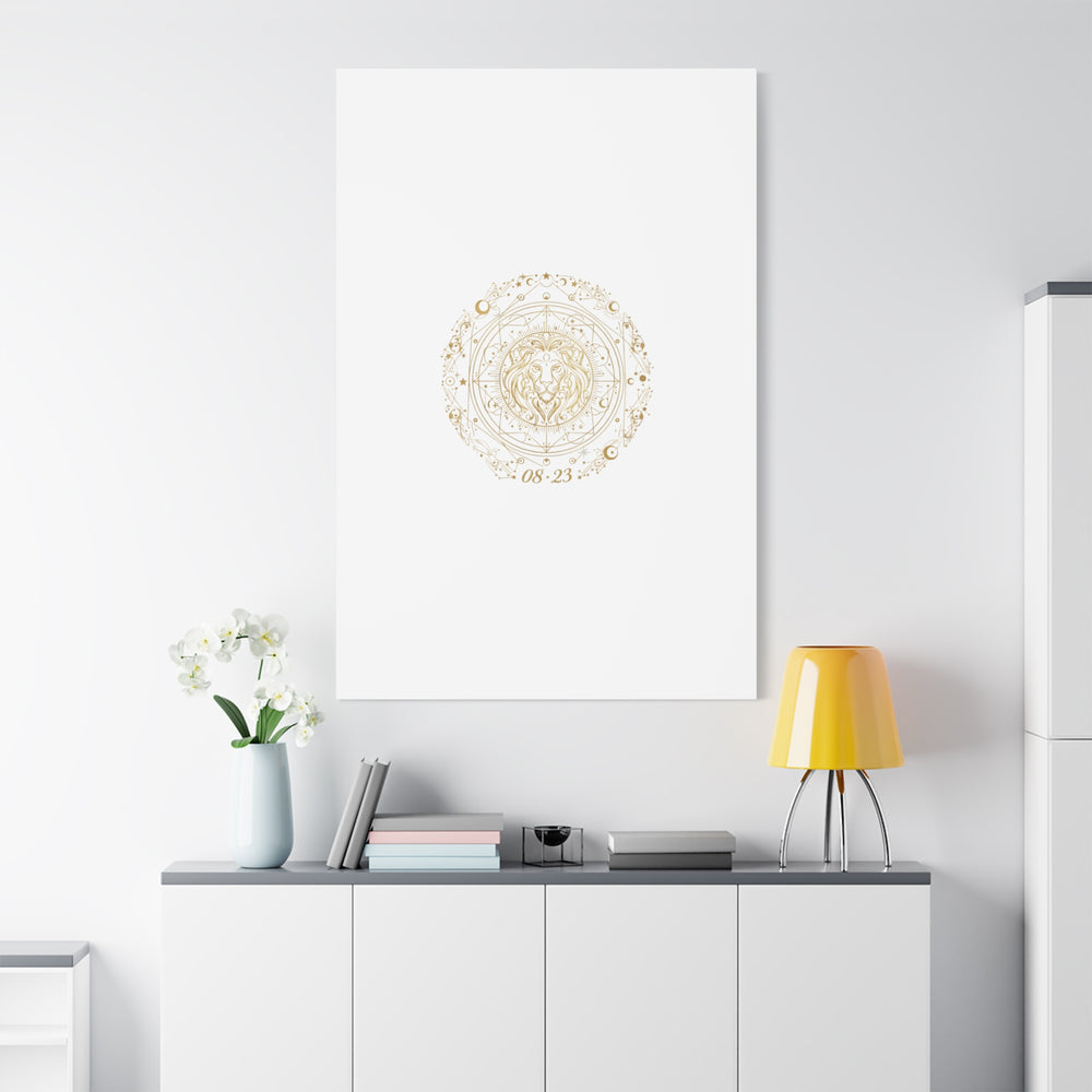 Gold Leo Zodiac Canvas, Astrological Constellation Art | Metallic Lion Wall Art