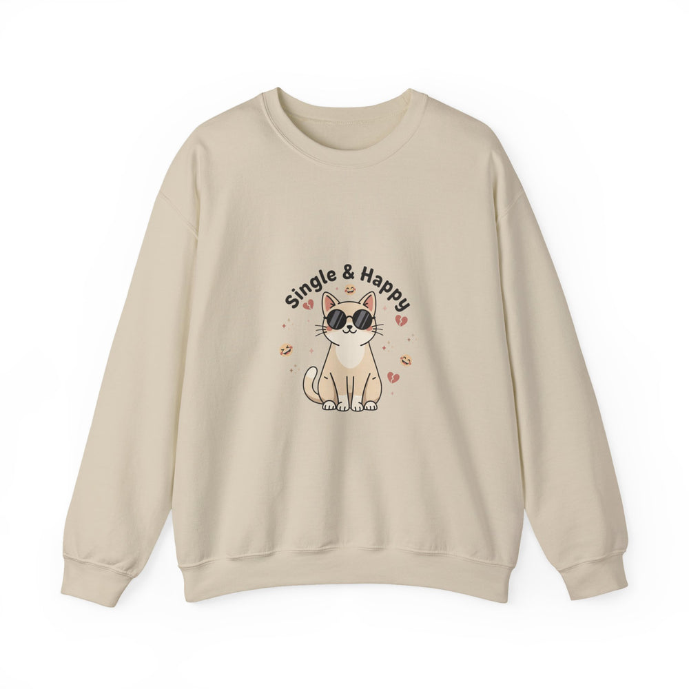 Single & Happy Cat Sweatshirt | Anti‑Valentine, Single Humor
