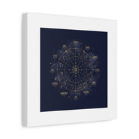 Gold Zodiac Wheel Canvas | Astrology Constellation Art, Cosmic Wall Print