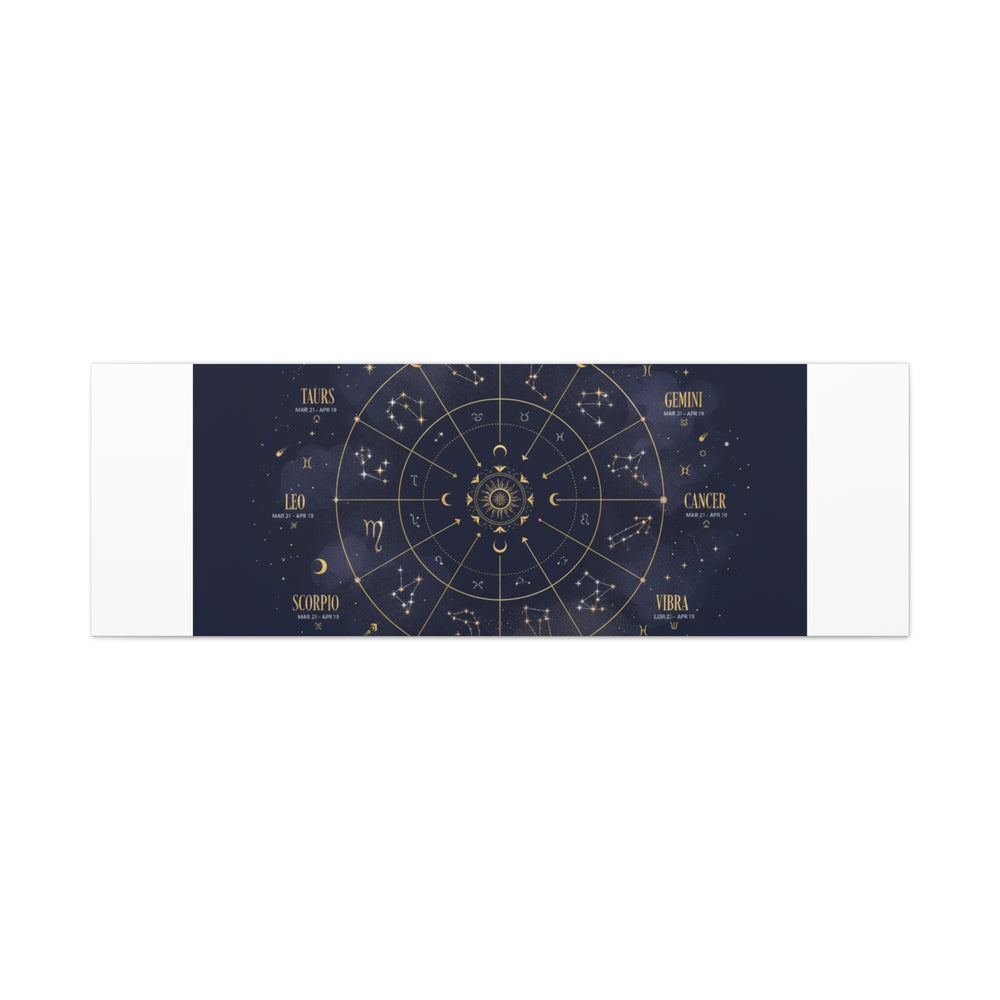Gold Zodiac Wheel Canvas | Astrology Constellation Art, Cosmic Wall Print