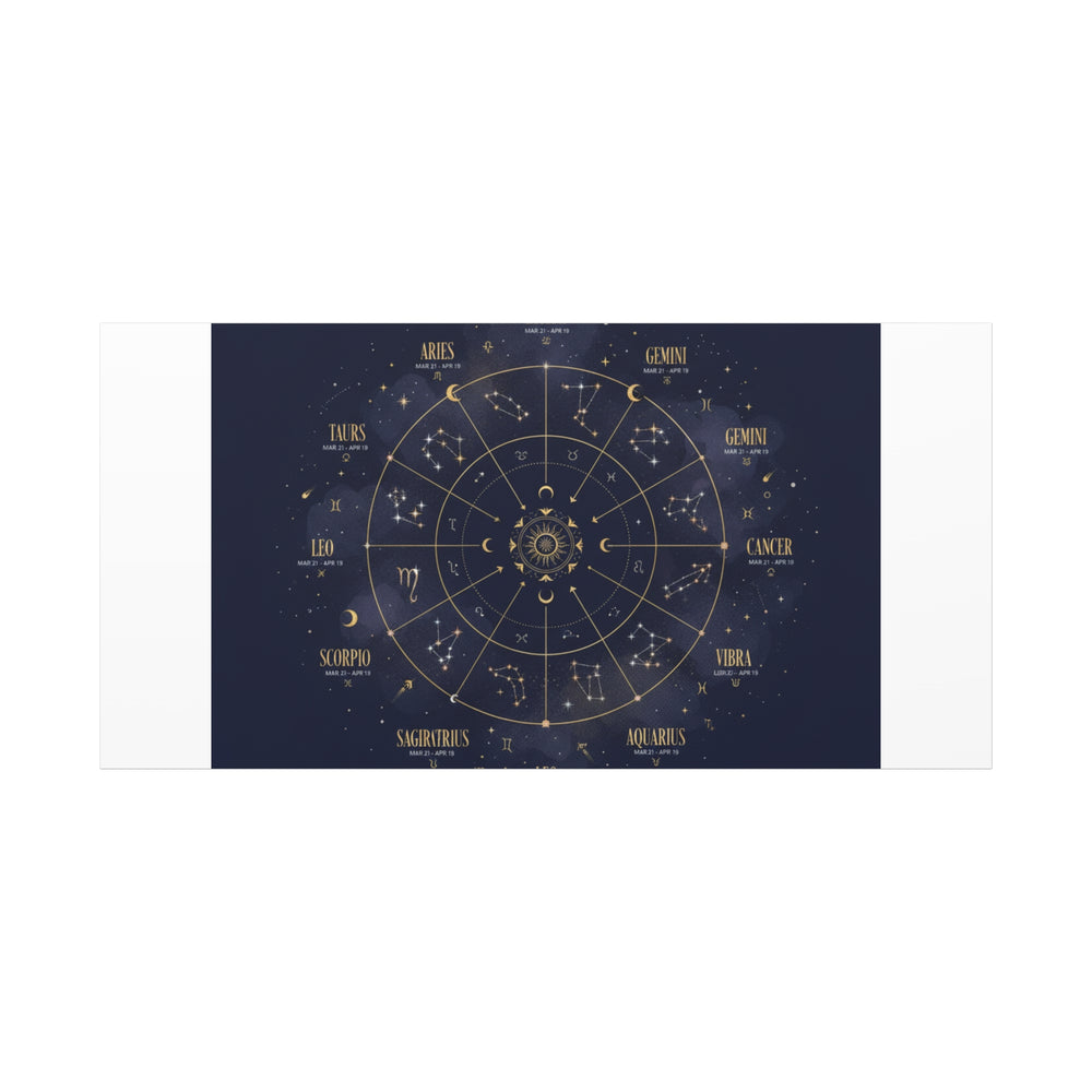 Gold Zodiac Wheel Canvas | Astrology Constellation Art, Cosmic Wall Print