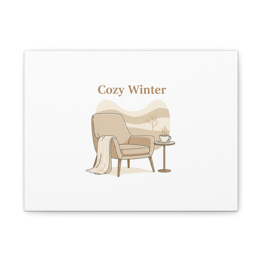 Cozy Winter minimal line art Canvas | Slow Life, soft life neutral wall decor