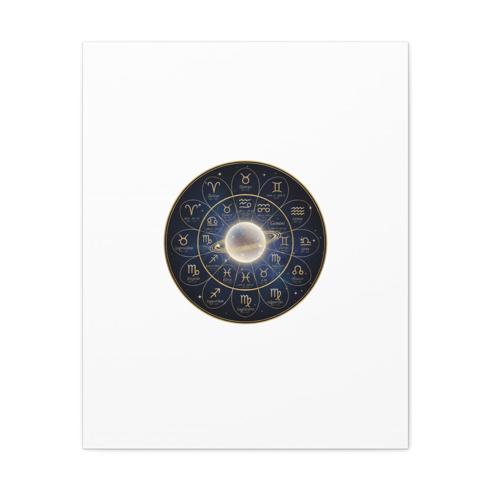 Zodiac Constellation Wheel Canvas, Astrology Art Print | Gold Foil Galaxy