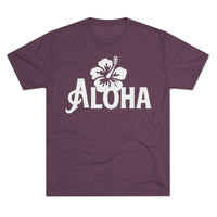 Next Level 6010 | Unisex Vintage Aloha Hibiscus Unisex Tri-Blend Tee – Retro Beach Vibes