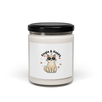 Single & Happy Soy Candle, Anti Valentine | Playful Pessimism, Pastel Cat