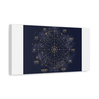 Gold Zodiac Wheel Canvas | Astrology Constellation Art, Cosmic Wall Print