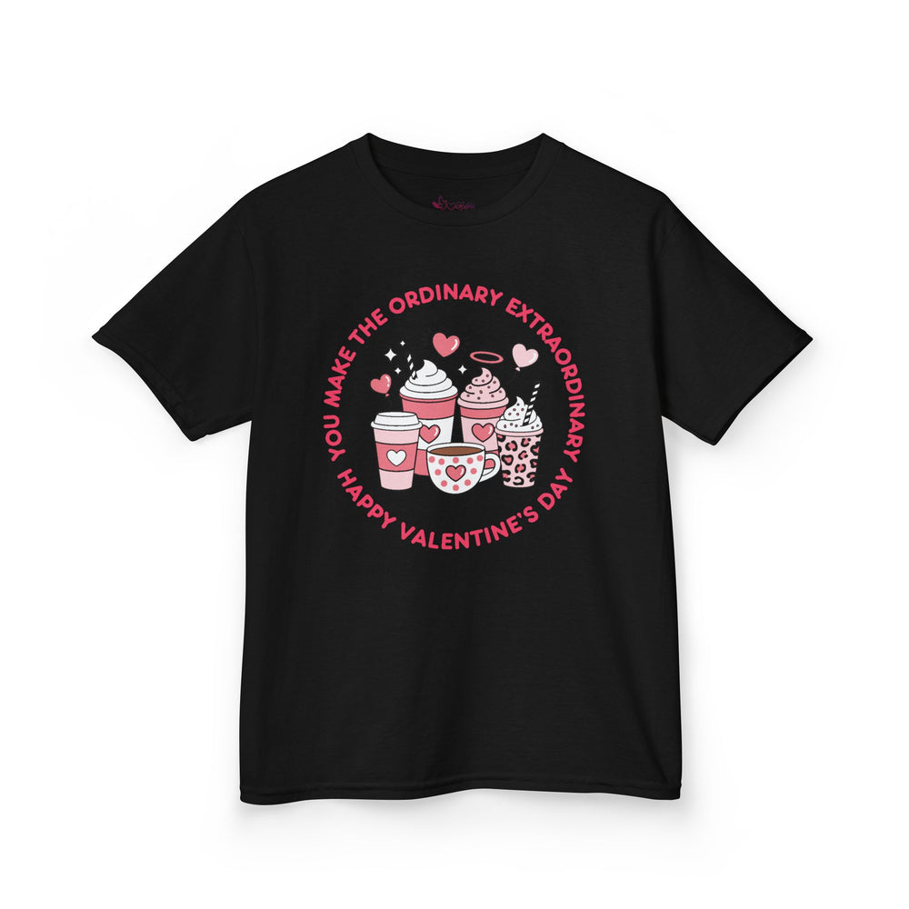 Kids Happy Valentine’s Day T-Shirt – Youth Modern Typography Graphic Tee – Soft Cotton Holiday School Shirt for Boys & Girls
