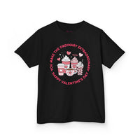 Kids Happy Valentine’s Day T-Shirt – Youth Modern Typography Graphic Tee – Soft Cotton Holiday School Shirt for Boys & Girls