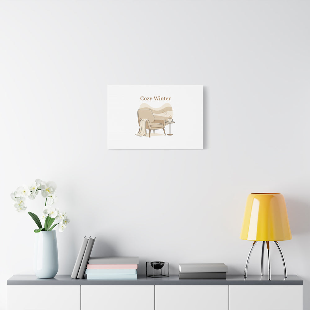 Cozy Winter minimal line art Canvas | Slow Life, soft life neutral wall decor
