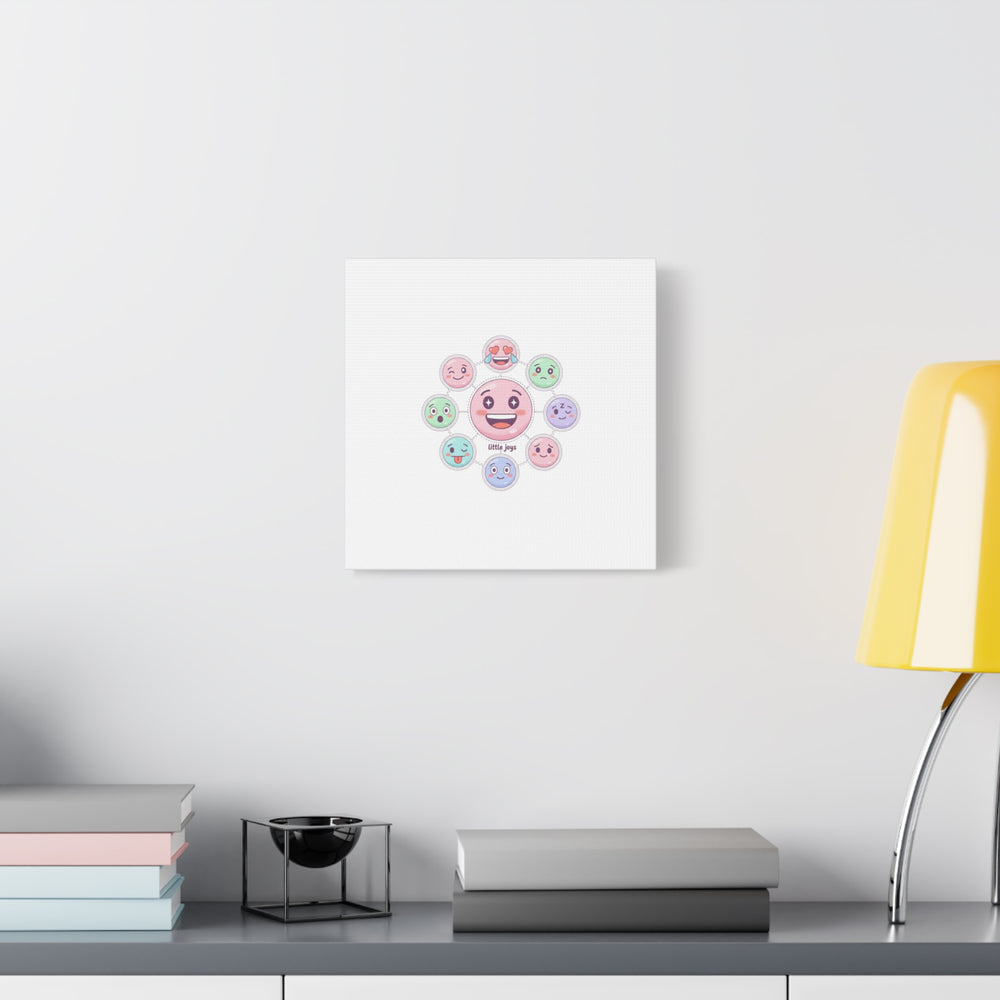 Hand-Drawn Emoticon Sticker Pattern Canvas | Cute Emoji Repeat Print