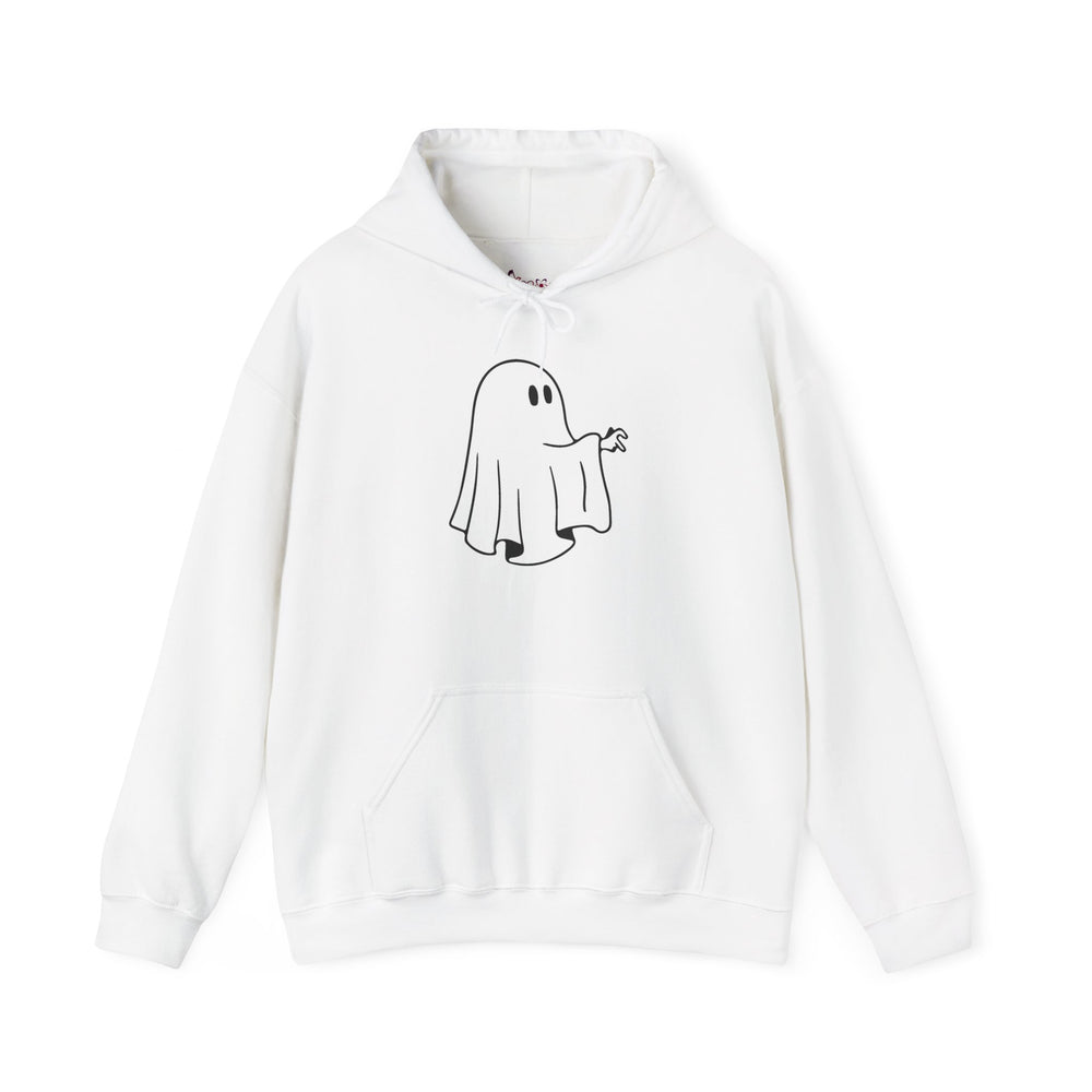 Unisex Cartoon Ghost Hoodie – Minimalist Spooky Graphic Pullover – Soft Fleece Friendly Ghost Sweatshirt – Trendy Fall & Halloween Streetwear