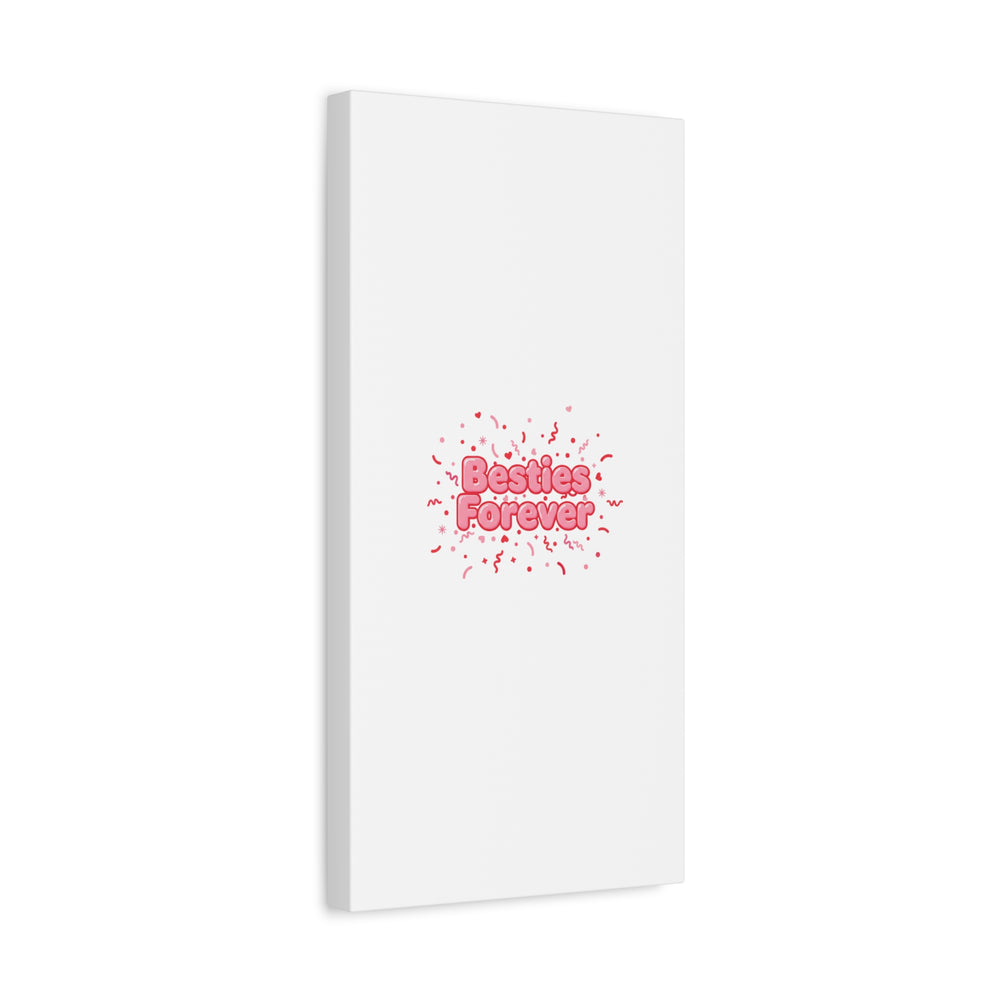 Besties Forever Canvas | Galentine’s Friendship Wall Art, Pink Confetti