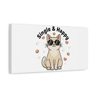Single & Happy Cat Canvas | Anti Valentine, Sarcastic Valentine Wall Art