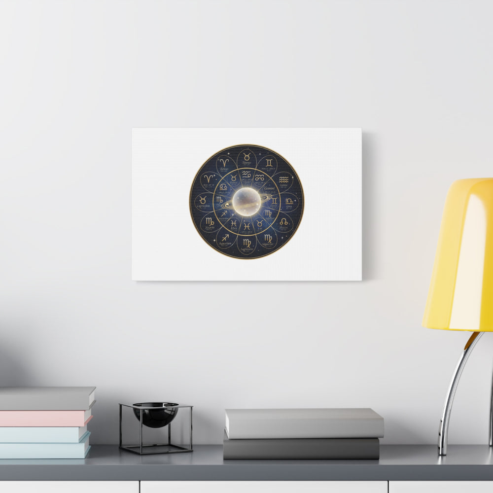 Zodiac Constellation Wheel Canvas, Astrology Art Print | Gold Foil Galaxy