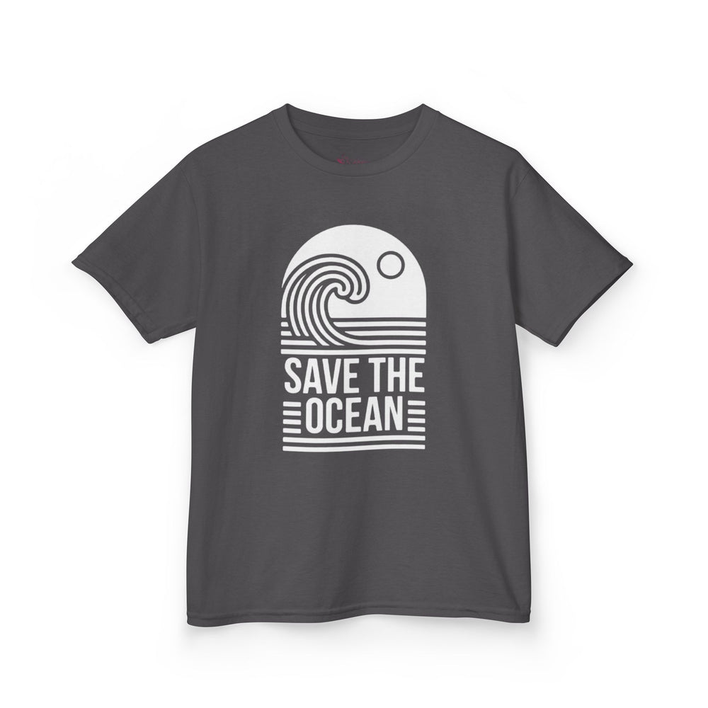 Gildan 5000B | Kids' Save the Ocean Eco-Graphic T-Shirt | Soft Cotton Ocean Wave Tee