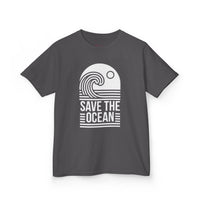 Gildan 5000B | Kids' Save the Ocean Eco-Graphic T-Shirt | Soft Cotton Ocean Wave Tee