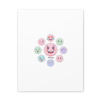 Hand-Drawn Emoticon Sticker Pattern Canvas | Cute Emoji Repeat Print