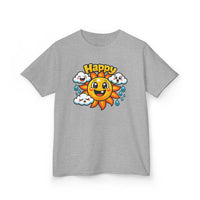 Gildan 5000B | Kids' Happy Sun & Smiling Clouds Graphic Tee – Vibrant Summer Mood T-Shirt