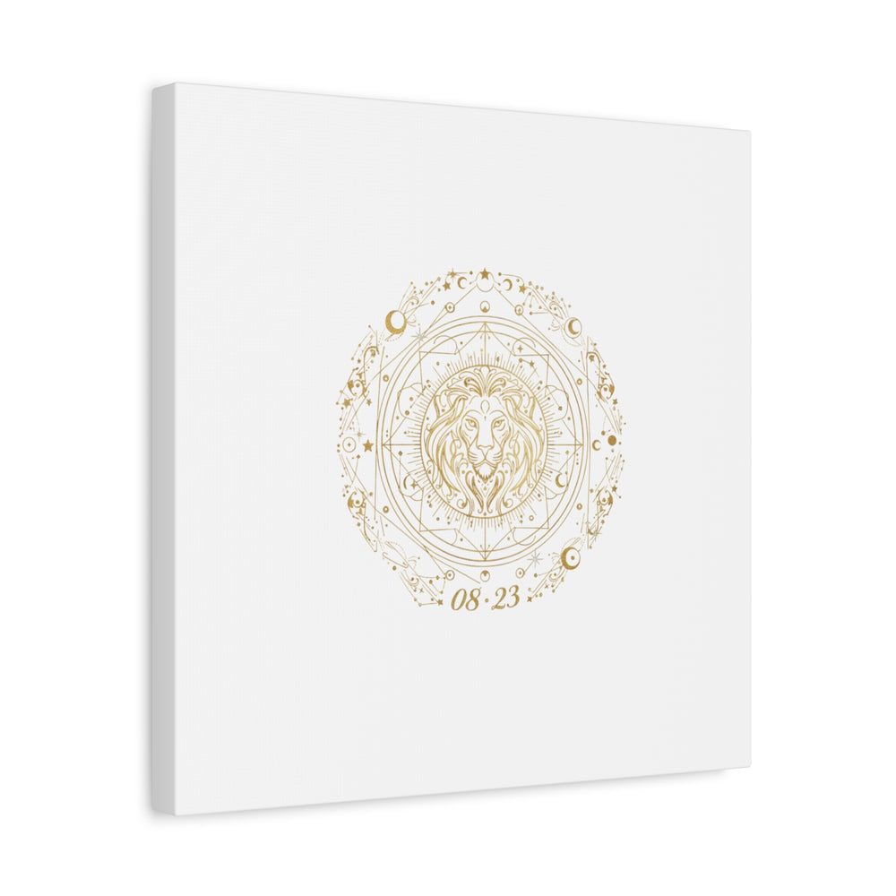 Gold Leo Zodiac Canvas, Astrological Constellation Art | Metallic Lion Wall Art