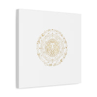 Gold Leo Zodiac Canvas, Astrological Constellation Art | Metallic Lion Wall Art