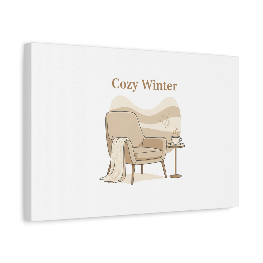 Cozy Winter minimal line art Canvas | Slow Life, soft life neutral wall decor