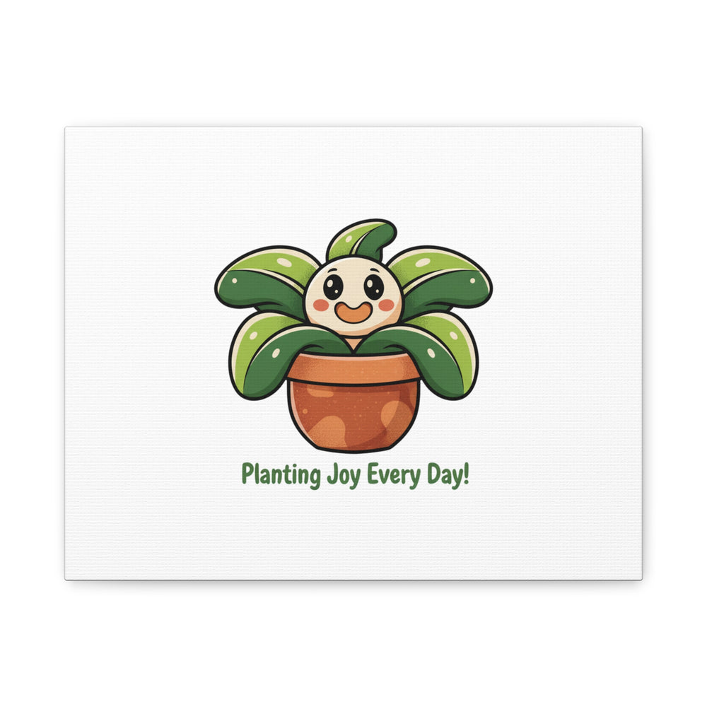Planting Joy Every Day Canvas | Plant Parent Pun, Sage Cream Botanical Art