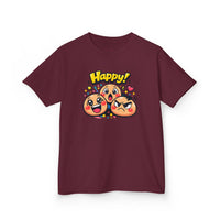 Gildan 5000B | Kids' "Happy Trio" Emoji Graphic Tee – Fun & Expressive Summer Shirt | "Happy!" Vibes Youth T-Shirt – Soft Cotton Tee for Active Kids | Vibrant Emoji Squad Kids' Tee – Comfortable Daily...