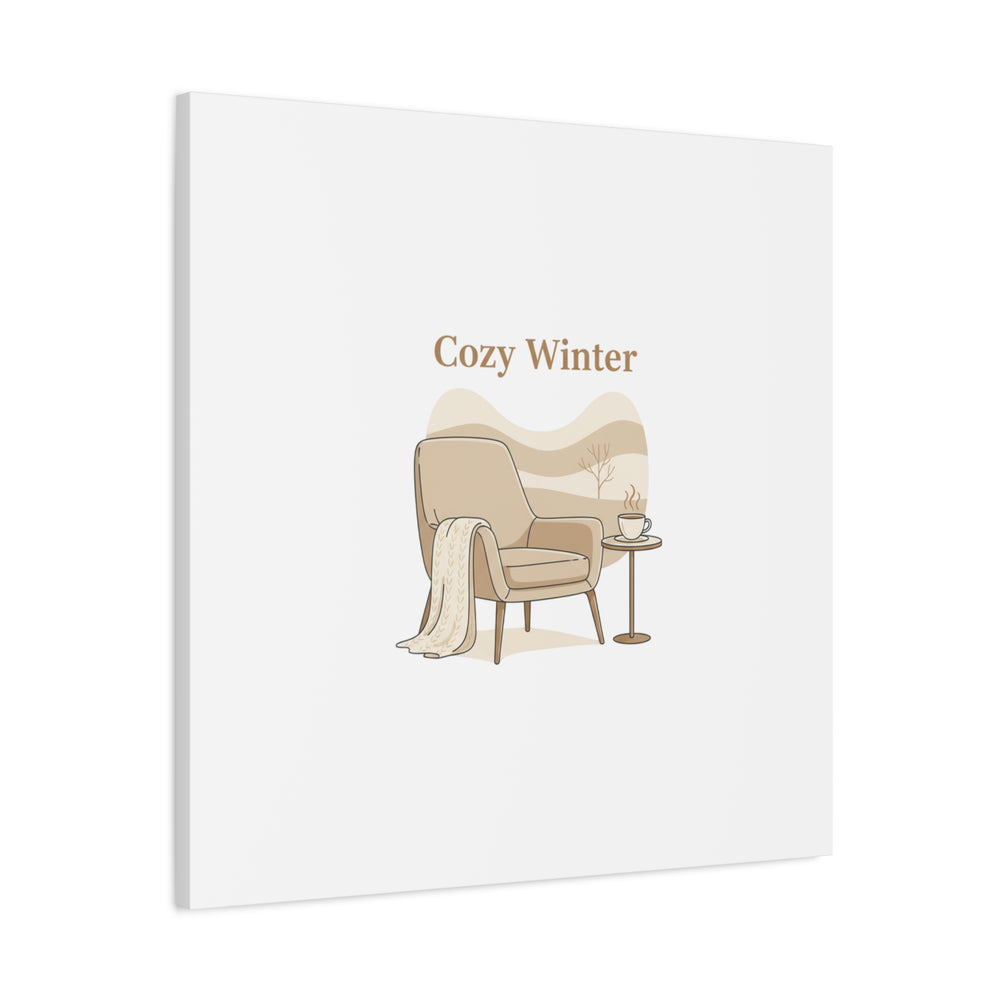 Cozy Winter minimal line art Canvas | Slow Life, soft life neutral wall decor