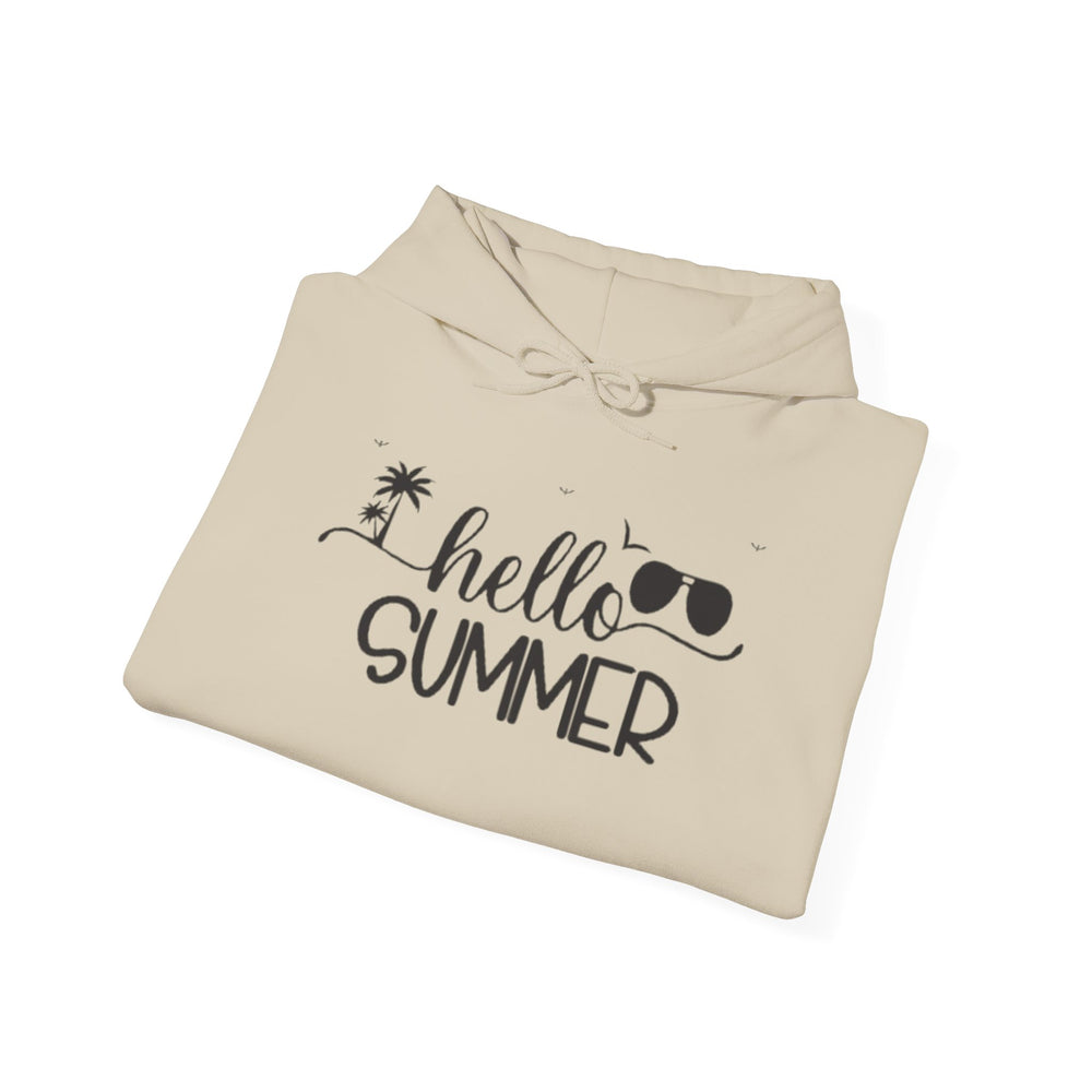 Gildan 18500 | Unisex "Summer Holiday" Sunset Graphic Hoodie – Tropical Palm & Wave Design – Premium Coastal Fleece Pullover