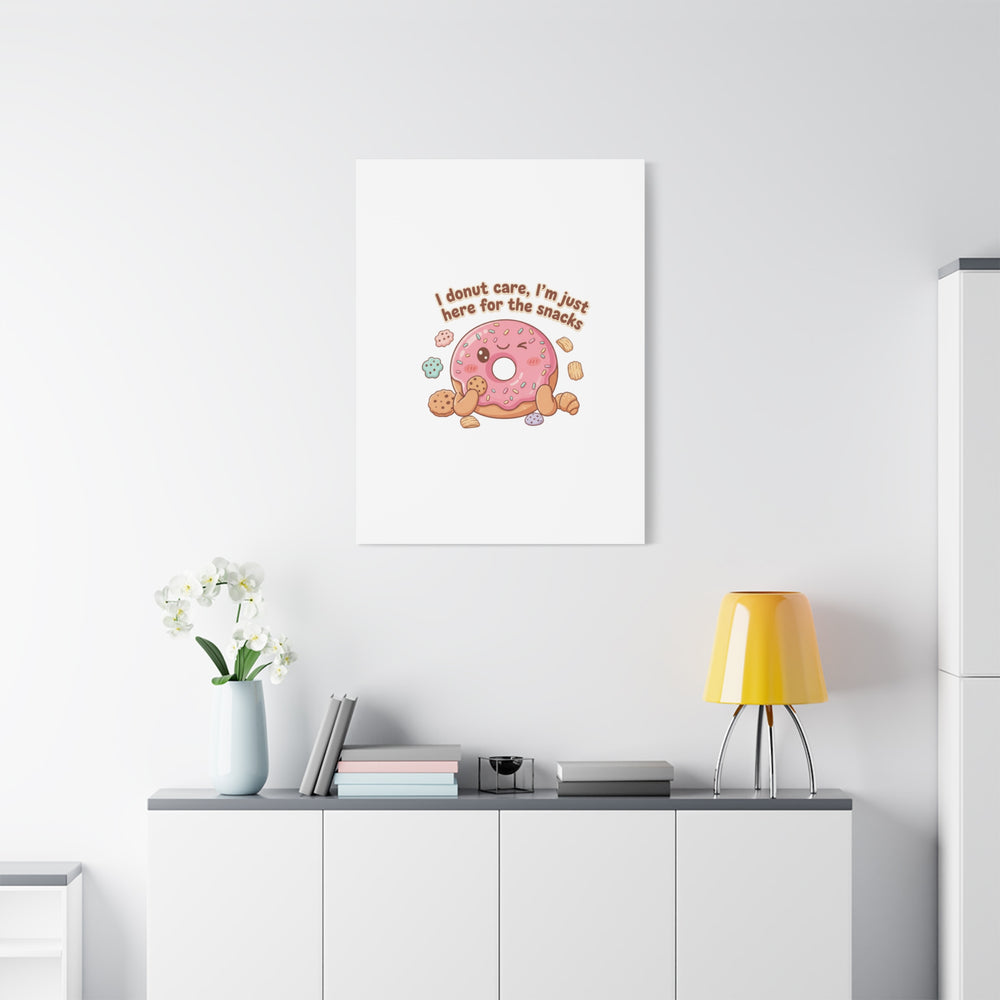 Donut Snacks Pun Canvas | Food & Snack Humor, Cozy Kawaii Art