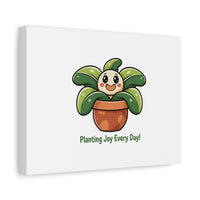 Planting Joy Every Day Canvas | Plant Parent Pun, Sage Cream Botanical Art