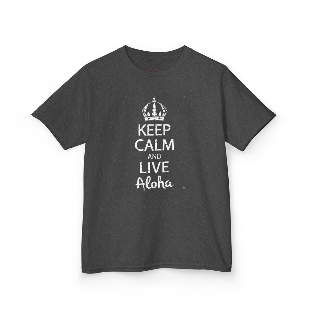 Gildan 5000B | Kids’ "Keep Calm and Live Aloha" Premium Cotton T-Shirt – Comfortable Summer Tee