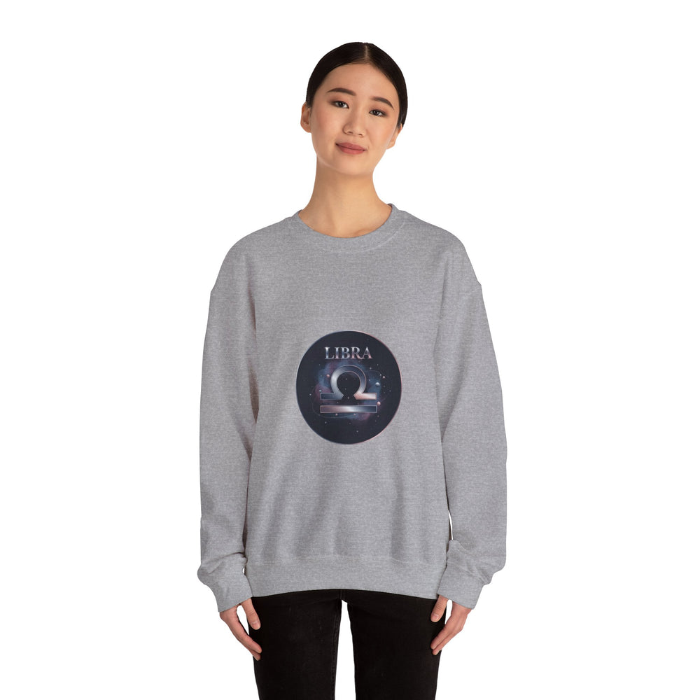 Libra Constellation Crewneck Sweatshirt | Zodiac Astrology, Cosmic Galaxy Shimmer