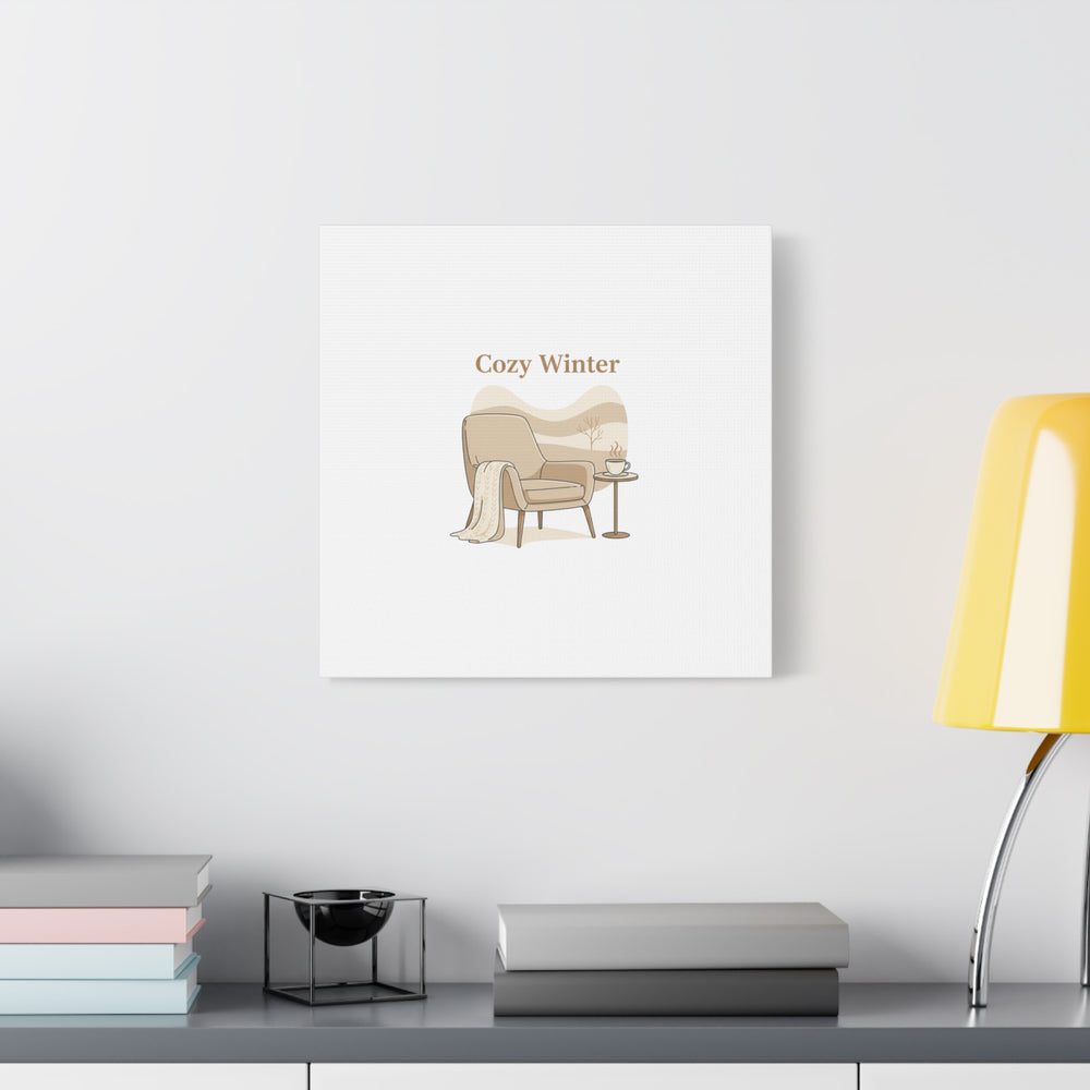 Cozy Winter minimal line art Canvas | Slow Life, soft life neutral wall decor