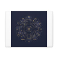 Gold Zodiac Wheel Canvas | Astrology Constellation Art, Cosmic Wall Print