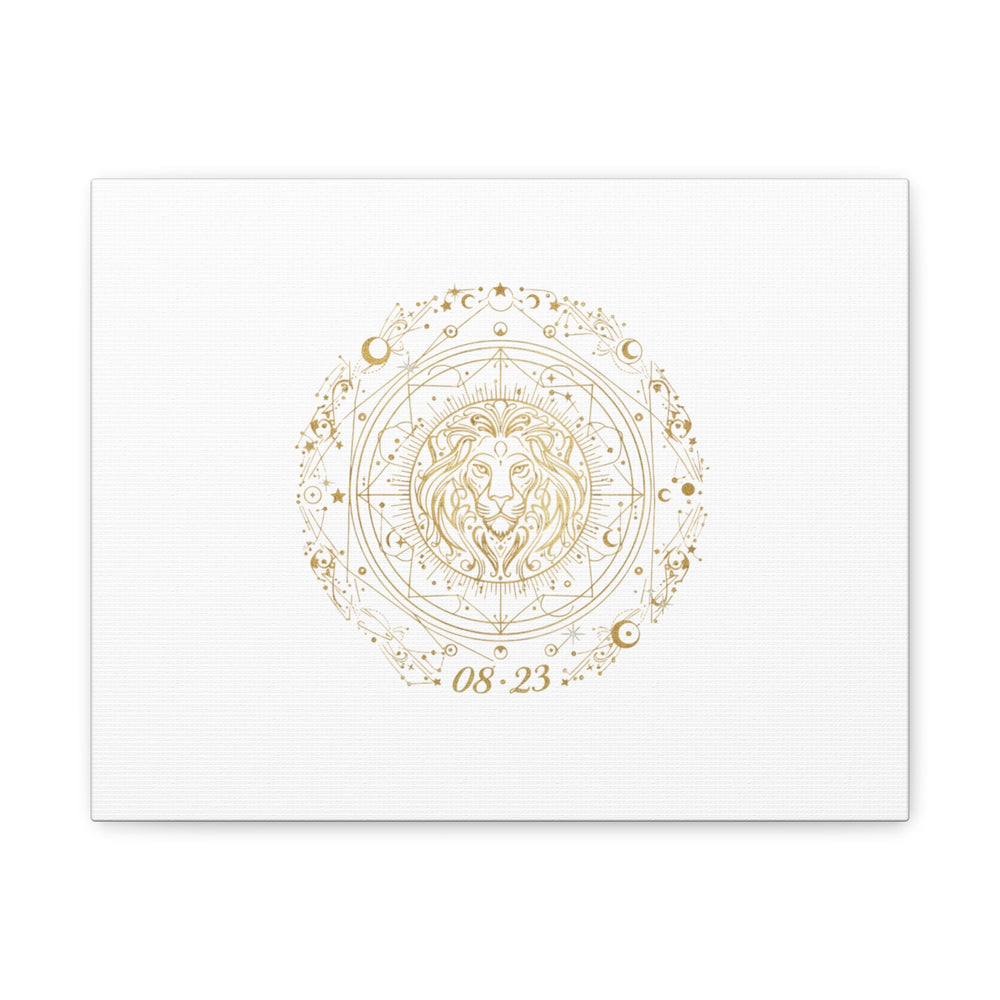Gold Leo Zodiac Canvas, Astrological Constellation Art | Metallic Lion Wall Art