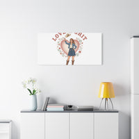 Love & Grit Canvas, Western Valentine Cowgirl Heart Poster | Cowboy Valentine