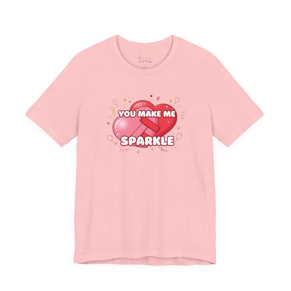 Bella+Canvas3001 | You Make Me Sparkle T-Shirt | Galentine's Friendship Tee, Pink Heart Design